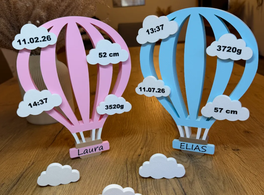 Gepersonaliseerde heteluchtballon voor de geboorte