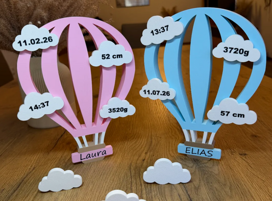 Gepersonaliseerde heteluchtballon voor de geboorte